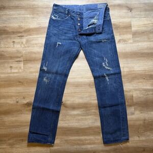 Diesel Iakop Jeans Men 31x32 Blue Slim Tapered Fit Blue Eyecons Italy Wash 0881Z